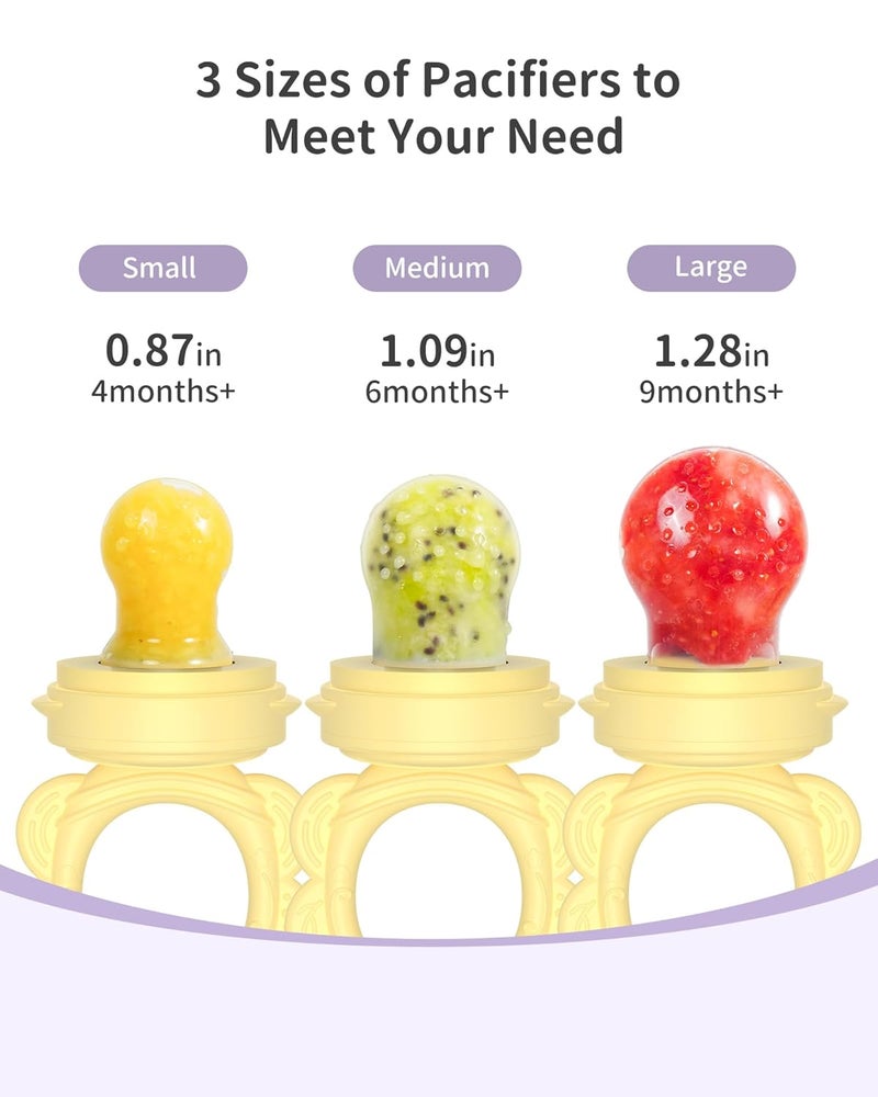 melican Silicone Baby Fruit Food Feeder (2 Pack) with Freezer Nibble Tray, Breastmilk Popsicle Molds for Baby Teething Relief, Feeder for Safe Infant Self Feeding, BPA Free, Dishwasher Safe (Yellow) - Image 5